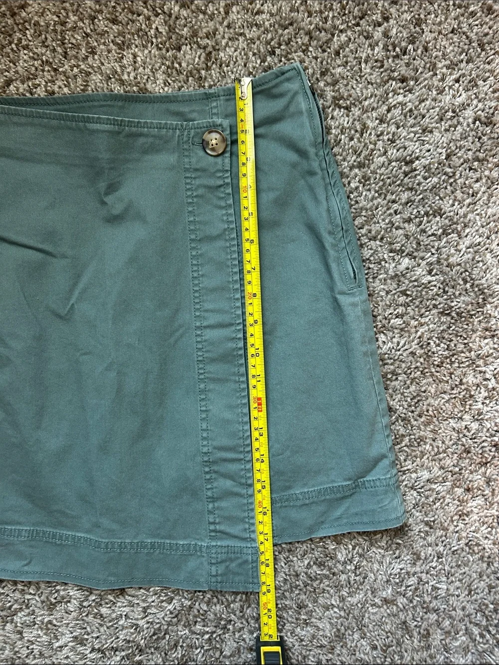LOFT Blue Green Mini Skirt with Wrap-Style Button Detail 4